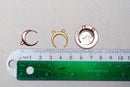 Matte Vermeil Gold Crescent Moon Charm Pendant- 18k gold plated Sterling Silver, Double Horn, Gold Half Moon, Ellipse, Double Bail, 278 - HarperCrown