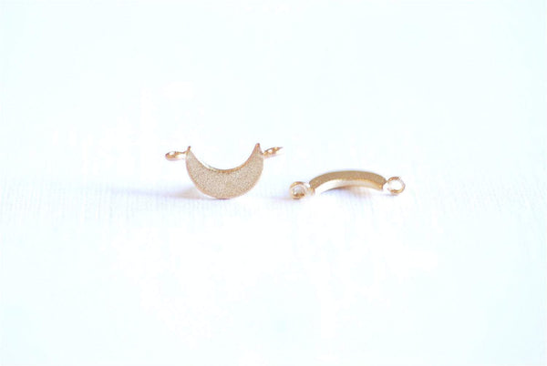 Matte Vermeil Gold Crescent Moon Connector Charm- 22k gold plated Half Moon Connector, Spacer, Link, Sliced Moon, Gold Moon Connector, 267 - HarperCrown