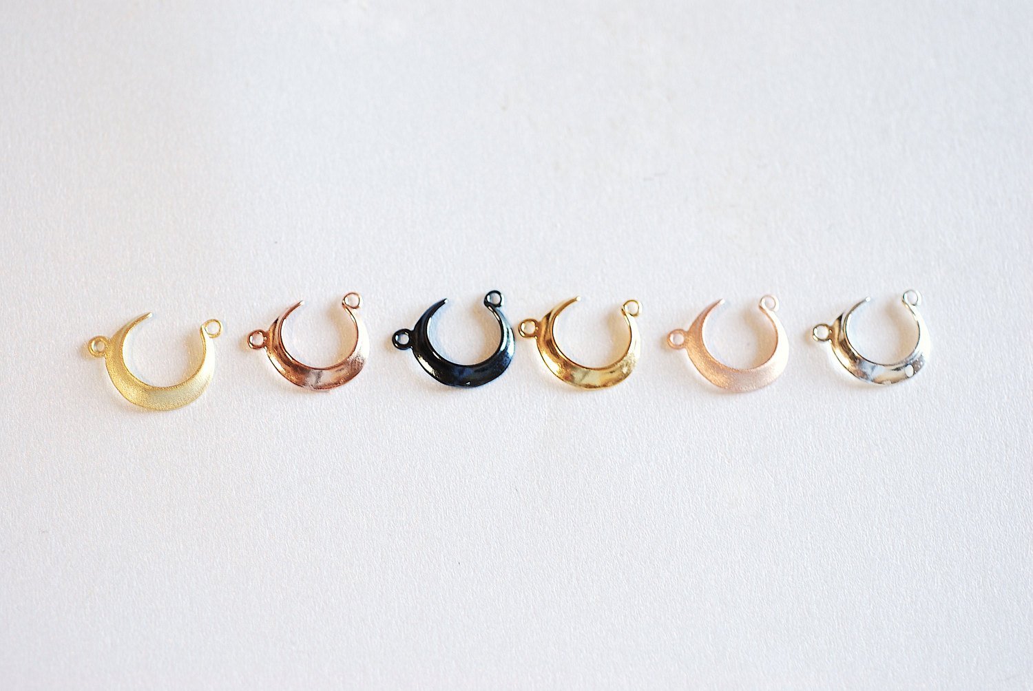Matte Vermeil Gold Crescent Moon Connector Charm- 22k gold plated Sterling Silver, Gold Moon Charm Pendant, Moon Connector Link Spacer, 323 - HarperCrown