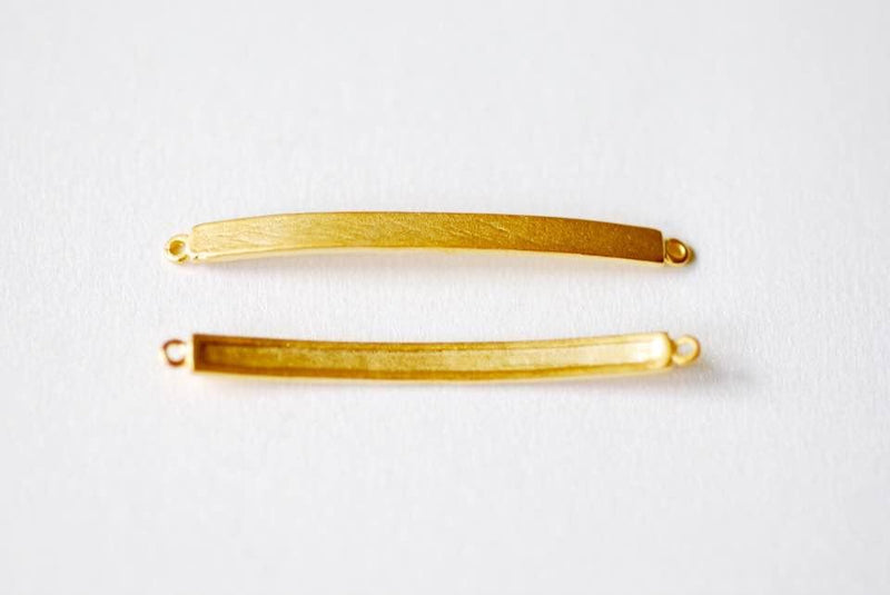 Matte Vermeil Gold Curved Bracelet Bar Connector Charm- 18k gold plated over Sterling Silver Bracelet Plate, Gold Bracelet Bar Blanks Plate - HarperCrown