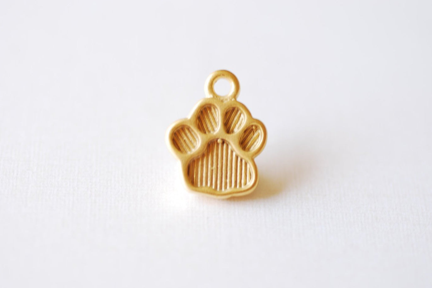 Matte Vermeil Gold Dog Paw Foot Print Charm- 18k gold plated over sterling silver dog paw, gold doggy paw charm pendant, gold dog tag, 206 - HarperCrown