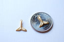 Matte Vermeil Gold Dolphin Fin Tail Charm - 18k gold plated over sterling silver, gold Dolphin tail, dorsal whale tail, beach charms, 106 - HarperCrown