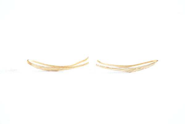 Matte Vermeil Gold Ear Climber Earrings- 22k gold plated Sterling Silver Ear Crawlers, Earring Findings, Curved Bar Earrings, Ear Cuff, 304 - HarperCrown