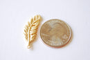 Matte Vermeil Gold Fern Feather Leaf Charm - 18k gold plated over Sterling Silver, Gold Flower Leaf Charm, Gold Tree Branch Charm, Nature - HarperCrown