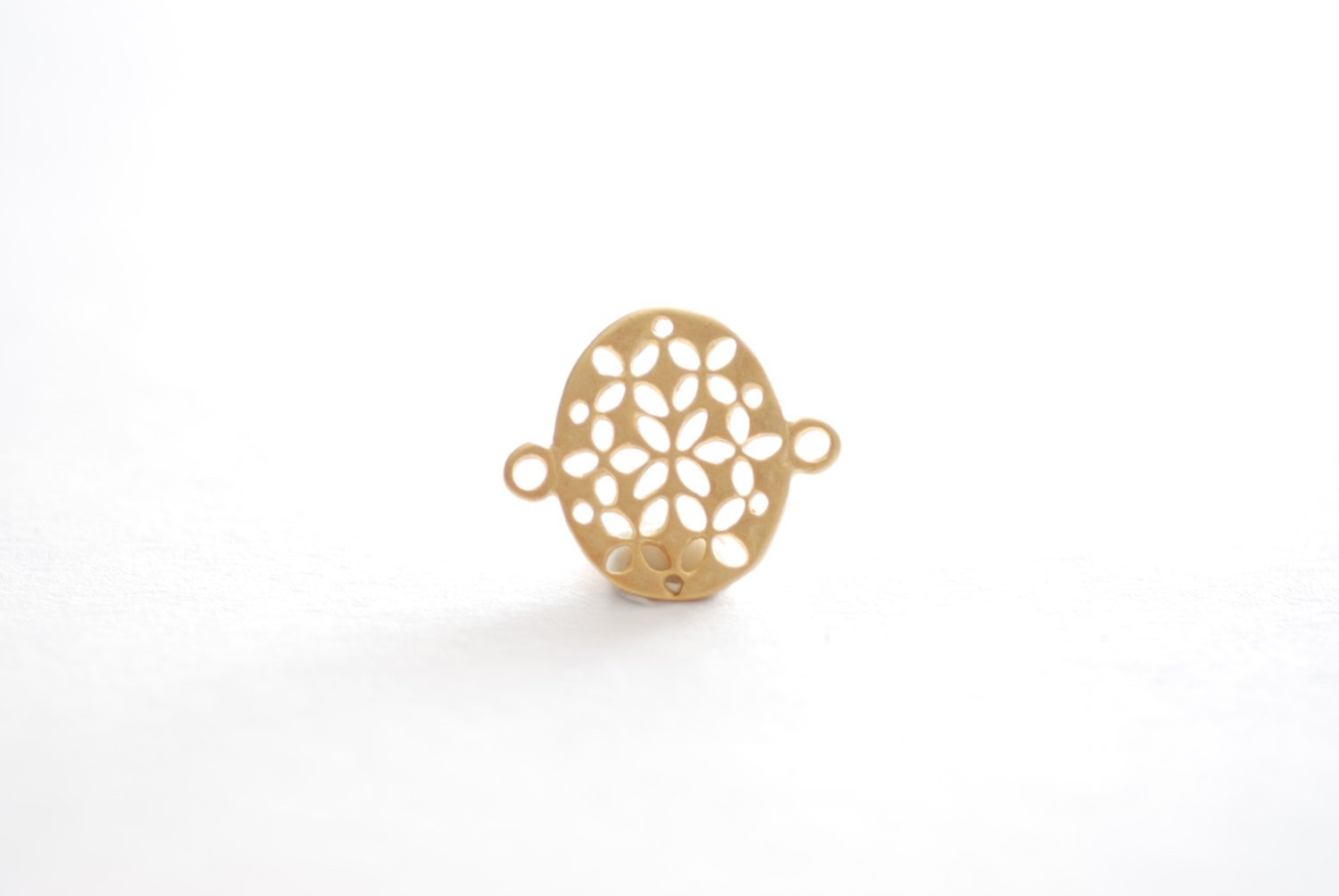 Matte Vermeil Gold Filigree Oval Flower Connector- 18k gold over 925 sterling silver, vermeil oval connector, Gold oval link spacer, 5 - HarperCrown
