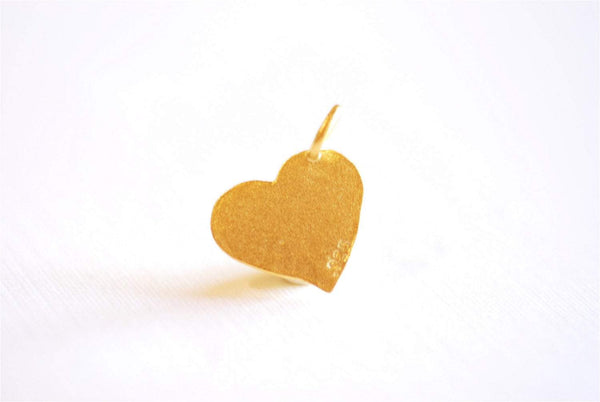 Matte Vermeil Gold Hammered Heart Charm- 18k gold plated Sterling Silver Heart Charm Pendant, Gold Flat Heart, Stamping Heart, Curvy, 277 - HarperCrown