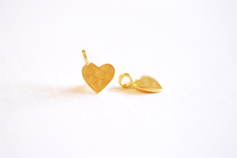 Matte Vermeil Gold Hammered Heart Charm- 18k gold plated Sterling Silver Heart Charm Pendant, Gold Heart, Stamping Heart, Dangle Heart, 121 - HarperCrown