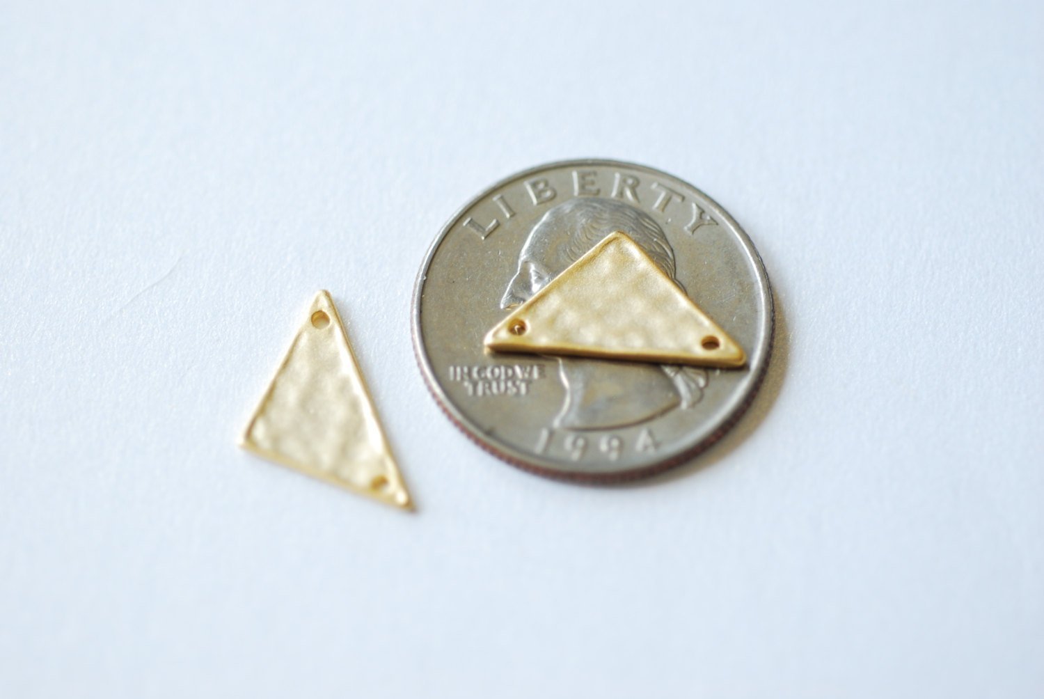 Matte Vermeil Gold Hammered Triangle Connector Charm - 18k gold plated, textured flat isosceles, Gold Triangle Charm Blanks, Triangle Beads - HarperCrown