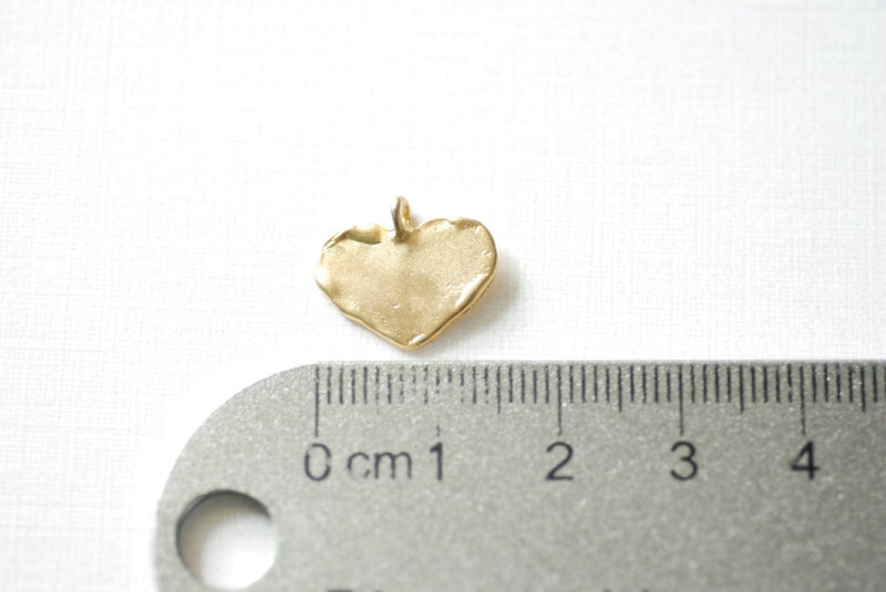 Matte Vermeil Gold Heart Charm - 18k gold plated over sterling silver heart pendant, Gold Flat Stamping Heart Blanks, Personalize Heart, 87 - HarperCrown