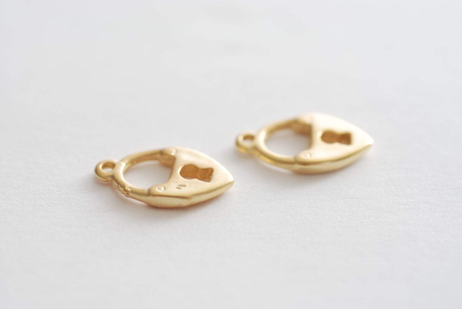 Matte Vermeil Gold Lock and Key Pendant- 18k gold plated over Sterling silver, Skeleton Key and Lock charm, Gold Lock Charm Necklace - HarperCrown