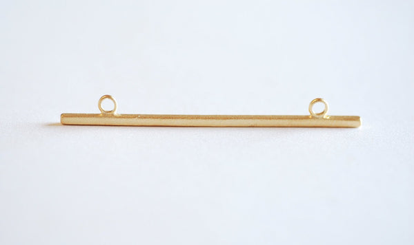 Matte Vermeil Gold Long Bar Connector Charm- 22k Gold Plated Sterling Silver, Vermeil Gold Gold Square Bar Connector, Skinny Thin Bar, 315 - HarperCrown