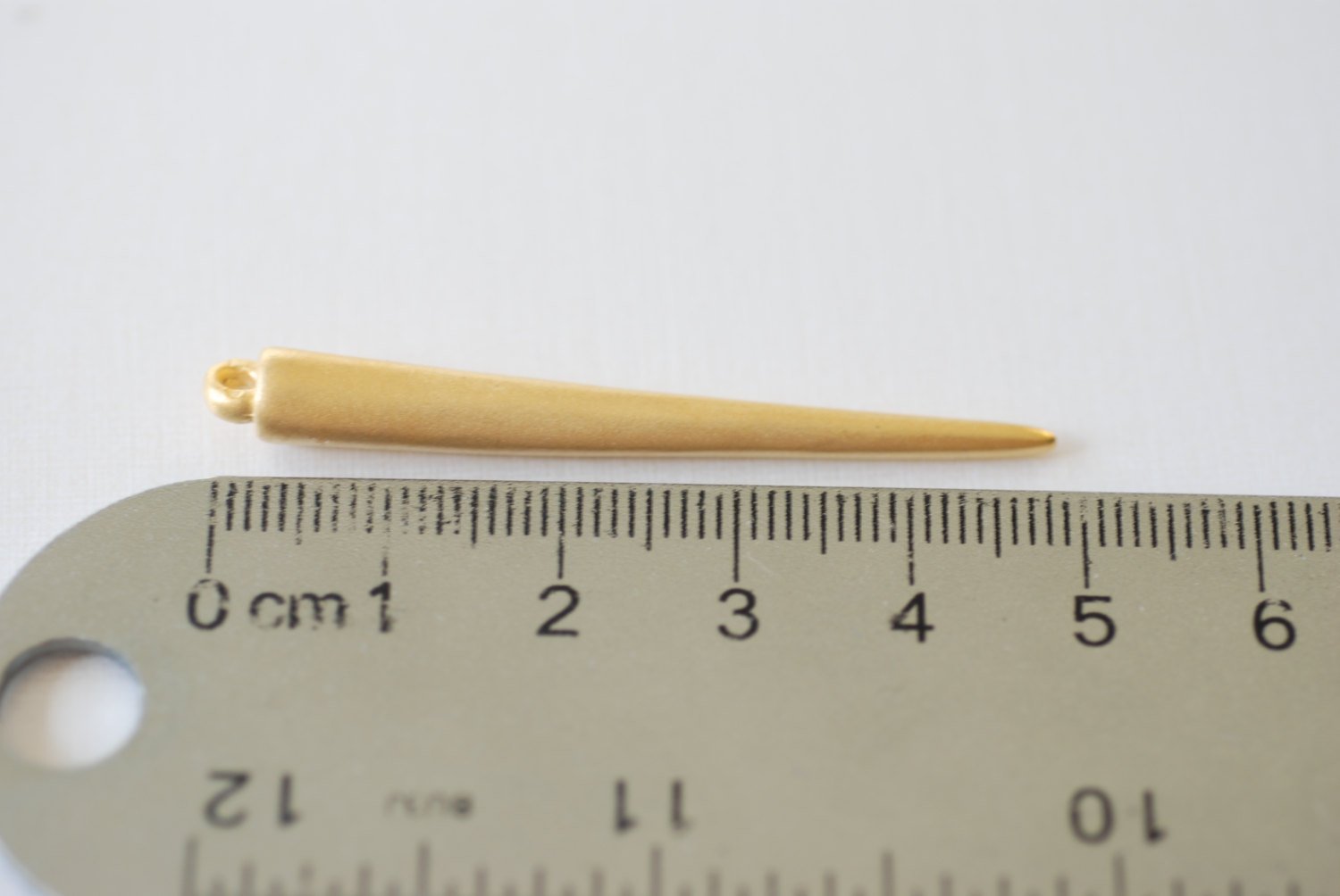 Matte Vermeil Gold Long Spike Charm - 18k gold plated over sterling silver spear, dagger, needle, gold needle, drop needle charm, 232 - HarperCrown