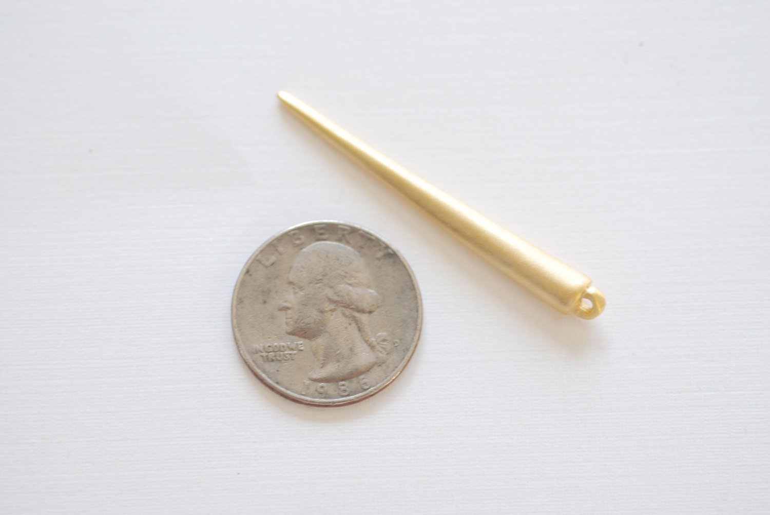 Matte Vermeil Gold Long Spike Charm - 18k gold plated over sterling silver spear, dagger, needle, gold needle, drop needle charm, 232 - HarperCrown