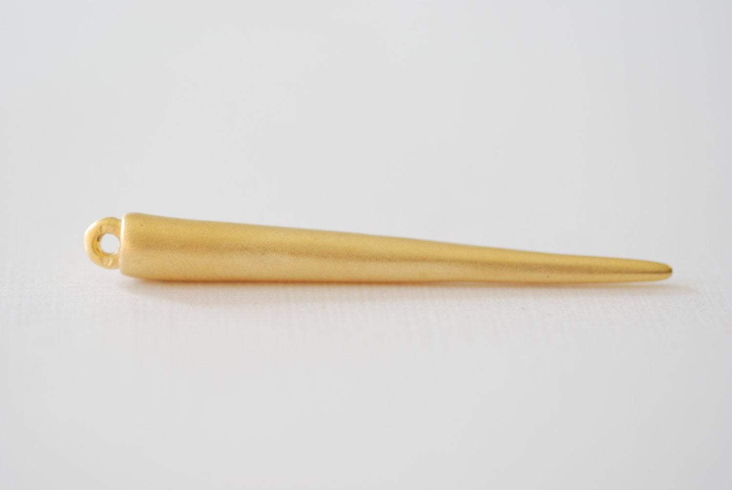 Matte Vermeil Gold Long Spike Charm - 18k gold plated over sterling silver spear, dagger, needle, gold needle, drop needle charm, 232 - HarperCrown