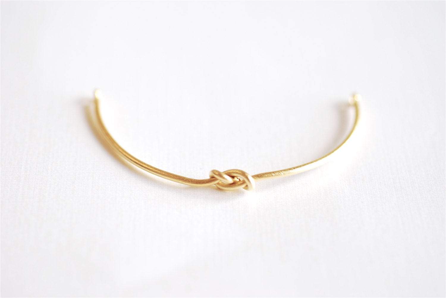 Matte Vermeil Gold Love Knot Bracelet- 18k gold over plated Sterling Silver Knot Cuff Bracelet, Adjustable Bracelet, Bangle, Cuff, 263 - HarperCrown