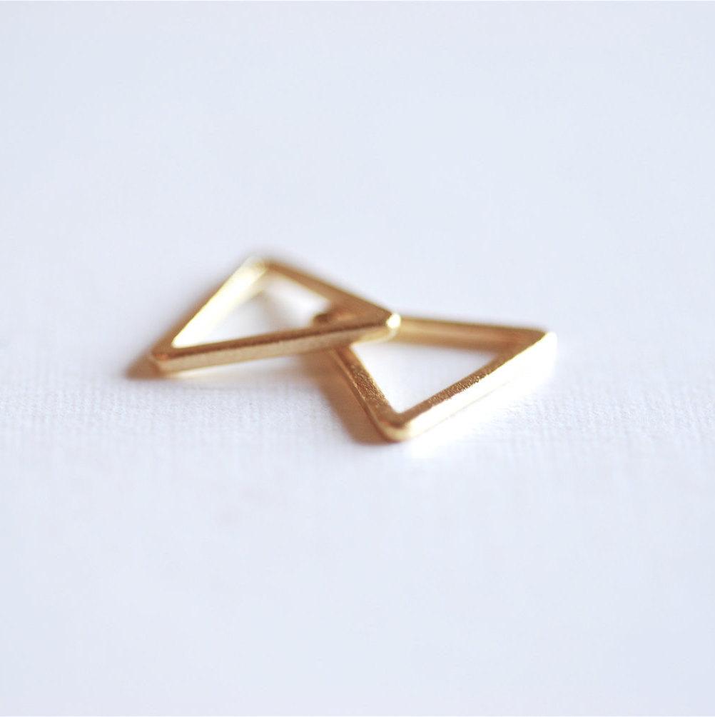 Matte Vermeil Gold Open Triangle Connector Charm- 18k gold over Sterling Silver Triangle Charm, Chevron, Arrow, Geometric Triangle - HarperCrown