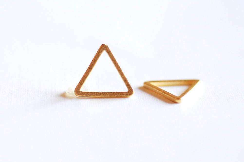 Matte Vermeil Gold Open Triangle Connector Charm- 18k gold over Sterling Silver Triangle Charm, Chevron, Arrow, Geometric Triangle - HarperCrown
