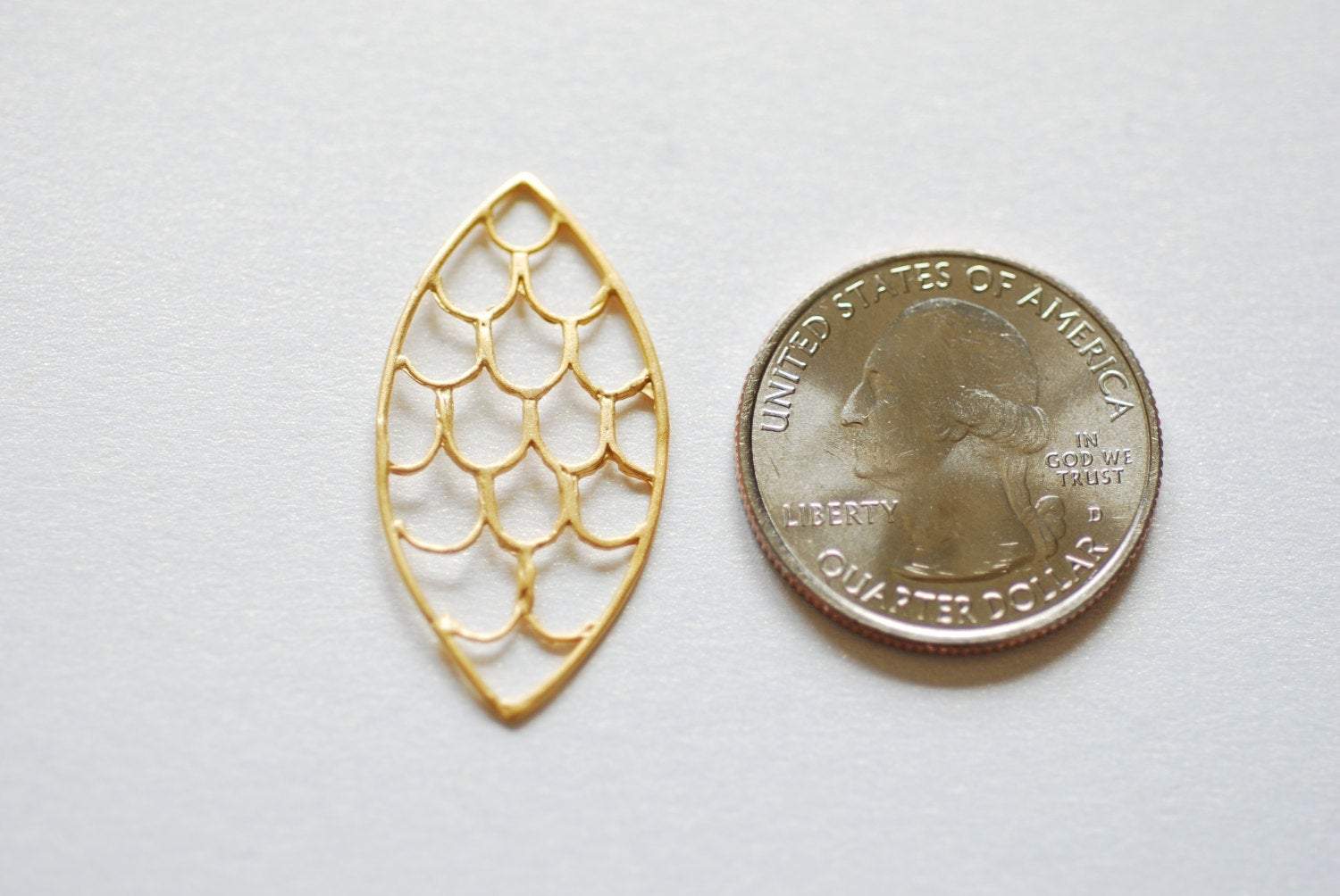 Matte Vermeil Gold Oval Filigree Charm Connector- 18k gold plated Sterling Silver, Gold Scales Charm, Vermeil Gold Chandelier Earrings, 213 - HarperCrown