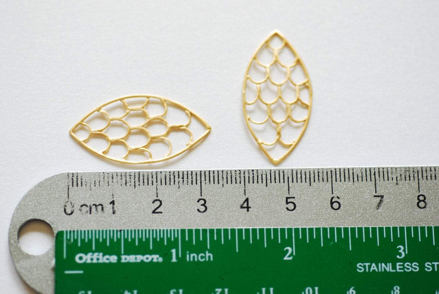Matte Vermeil Gold Oval Filigree Charm Connector- 18k gold plated Sterling Silver, Gold Scales Charm, Vermeil Gold Chandelier Earrings, 213 - HarperCrown
