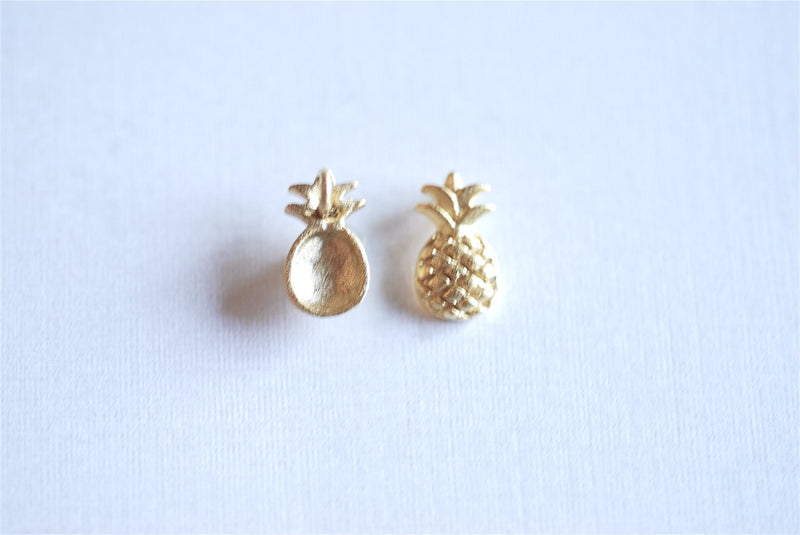 Matte Vermeil Gold Pineapple Charm Pendant- 18k gold over Sterling Silver Pineapple, Hawaiian Pineapple Pendant, Gold Pine cone Charm, 284 - HarperCrown