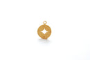 Matte Vermeil Gold Small Compass Charm- 18k gold plated over Sterling Silver Compass, Vermeil Gold Disc Charm, True North Charm, 247 - HarperCrown