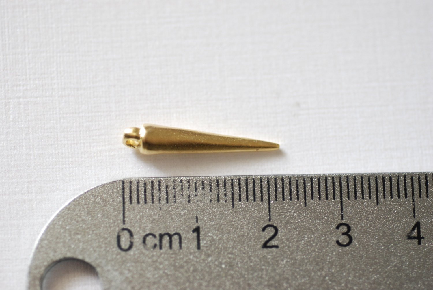 Matte Vermeil Gold Spike Charm - 18k matte gold plated over sterling silver spear, vermeil dagger, needle, gold needle, drop needle charm,29 - HarperCrown