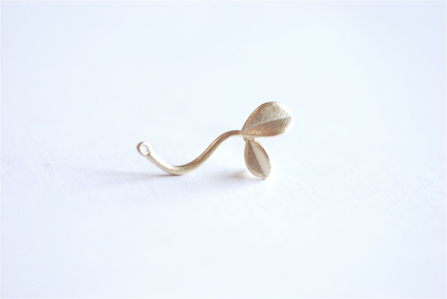Matte Vermeil Gold Sprout Charm Connector- 22k gold plated Sterling Silver Sprout Connector, Alfalfa Sprout, Mung Bean Sprouts, Link, 196 - HarperCrown