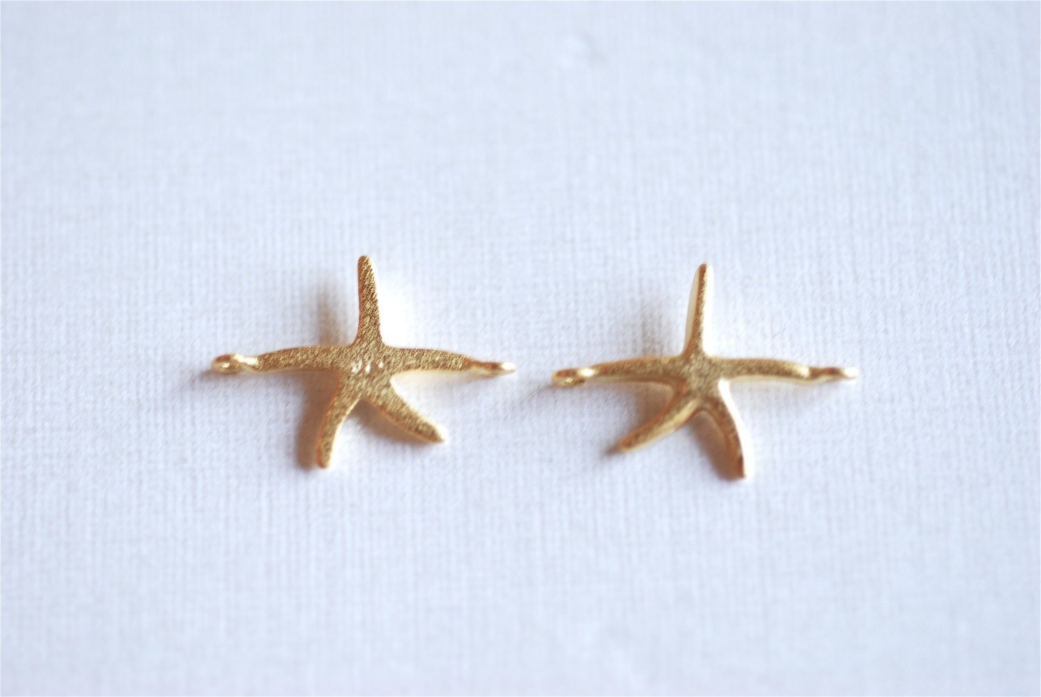 Matte Vermeil Gold Starfish Connector Charm- 18k gold over Sterling Silver Starfish Charm Pendant, Gold Starfish Connector Link Spacer, 283 - HarperCrown