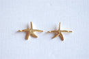Matte Vermeil Gold Starfish Connector Charm- 18k gold over Sterling Silver Starfish Charm Pendant, Gold Starfish Connector Link Spacer, 283 - HarperCrown