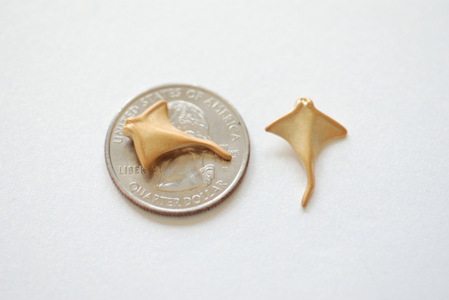 Matte Vermeil Gold Stingray- 18k gold plated over Sterling Silver Stingray charm, Gold Stingray, Sting Ray Charm, Sea Life Charms - HarperCrown