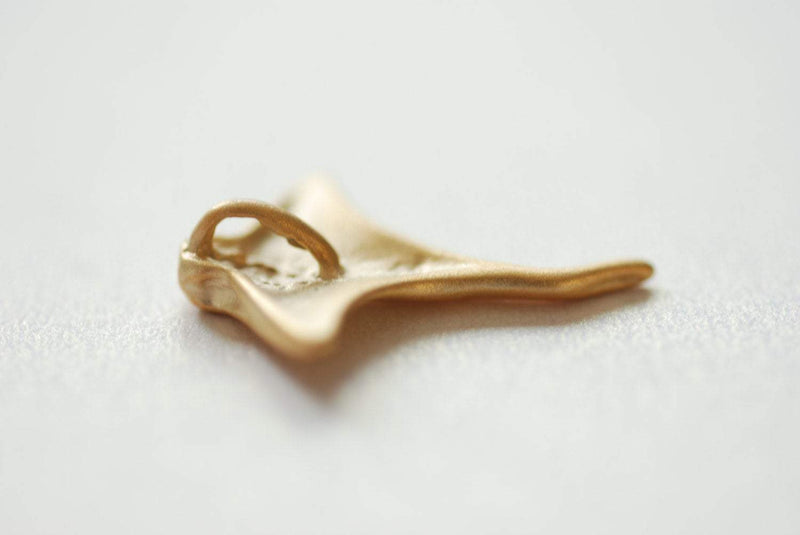 Matte Vermeil Gold Stingray- 18k gold plated over Sterling Silver Stingray charm, Gold Stingray, Sting Ray Charm, Sea Life Charms - HarperCrown