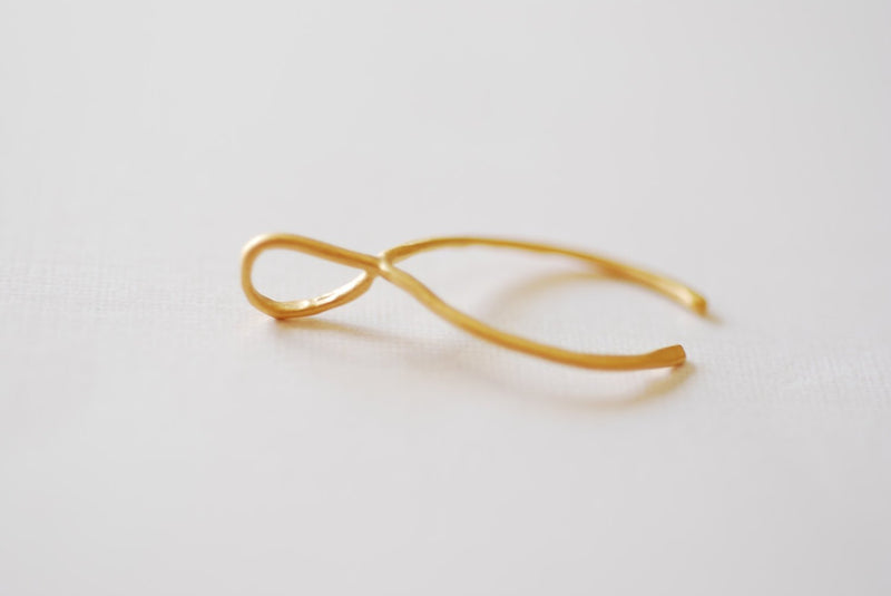 Matte Vermeil Gold Thin Hammered Wishbone Charm- 18k gold plated over Sterling Silver Wishbone, Vermeil Gold Wishbone Pendant Charm, 217 - HarperCrown