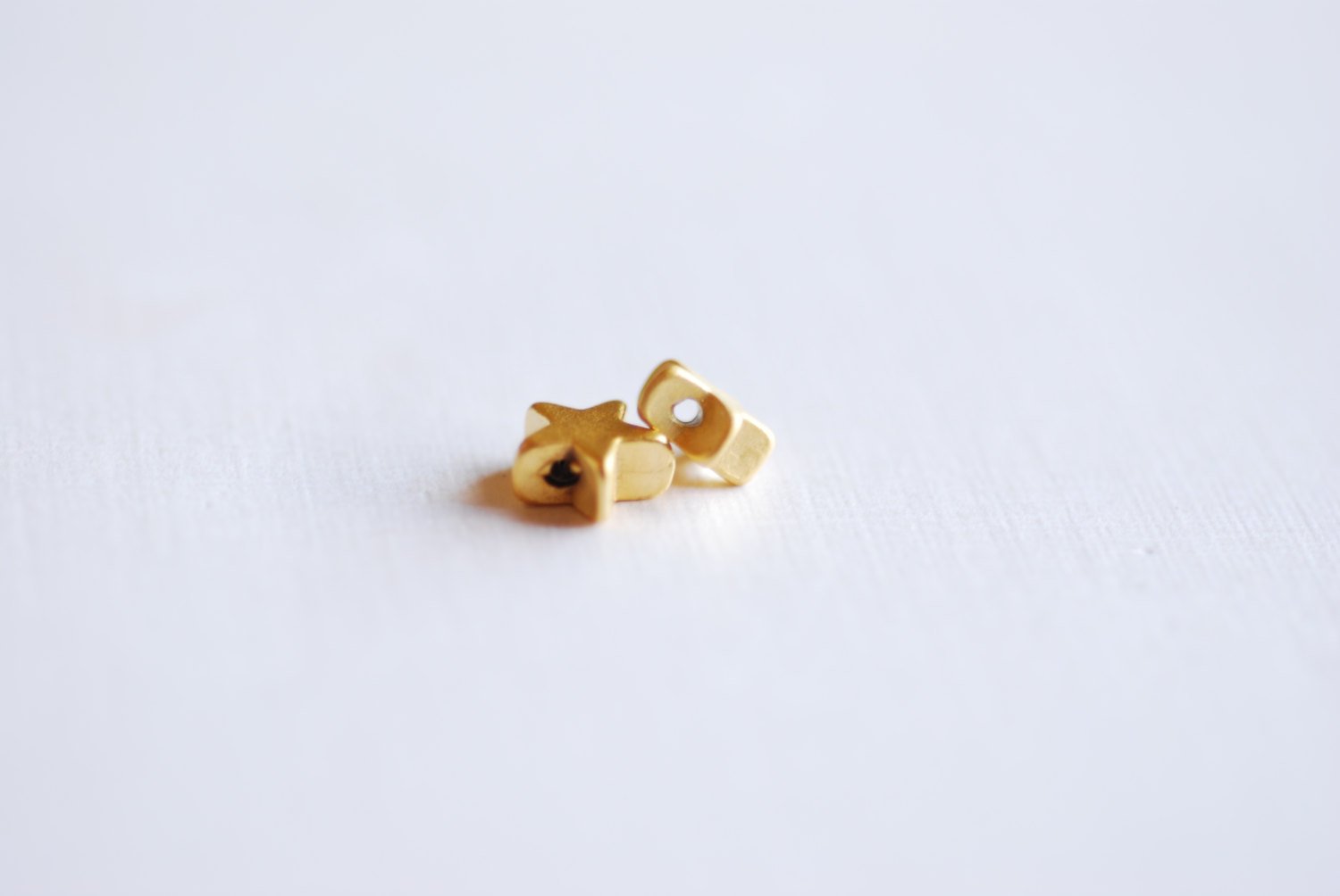 Matte Vermeil Gold Tiny Star Charm- 18k gold plated over sterling silver, small little star charms, Vermeil Gold Star Beads, Connector, 28 - HarperCrown