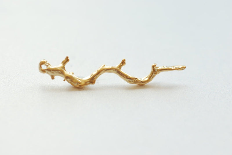 Matte Vermeil Gold Twig Branch Connector link Pendant- 18k gold over 925 sterling silver branch charm connector, branch connector - HarperCrown