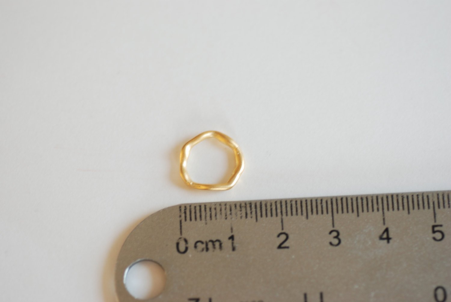 Matte Vermeil Gold Wavy Open Circle Charm- 18k gold plated over Sterling Silver, 15mm twist round link ring, spacer, connector, link, 32 - HarperCrown