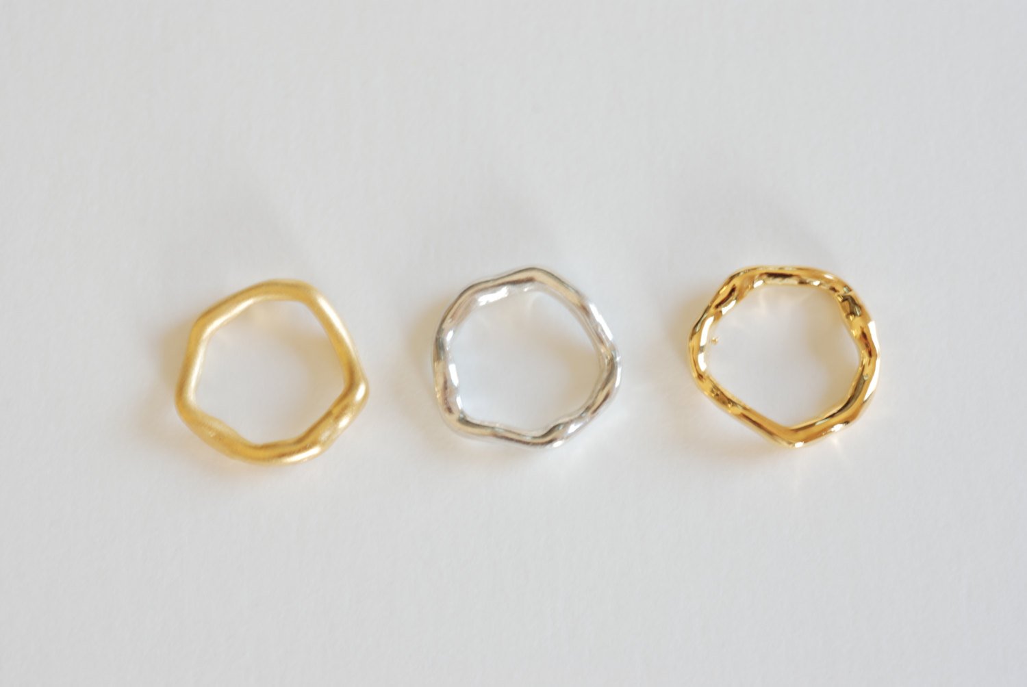Matte Vermeil Gold Wavy Open Circle Charm- 18k gold plated over Sterling Silver, 15mm twist round link ring, spacer, connector, link, 32 - HarperCrown