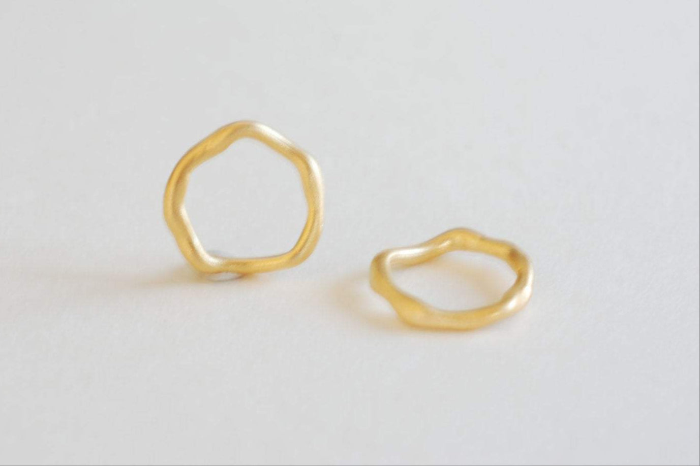 Matte Vermeil Gold Wavy Open Circle Charm- 18k gold plated over Sterling Silver, 15mm twist round link ring, spacer, connector, link, 32 - HarperCrown