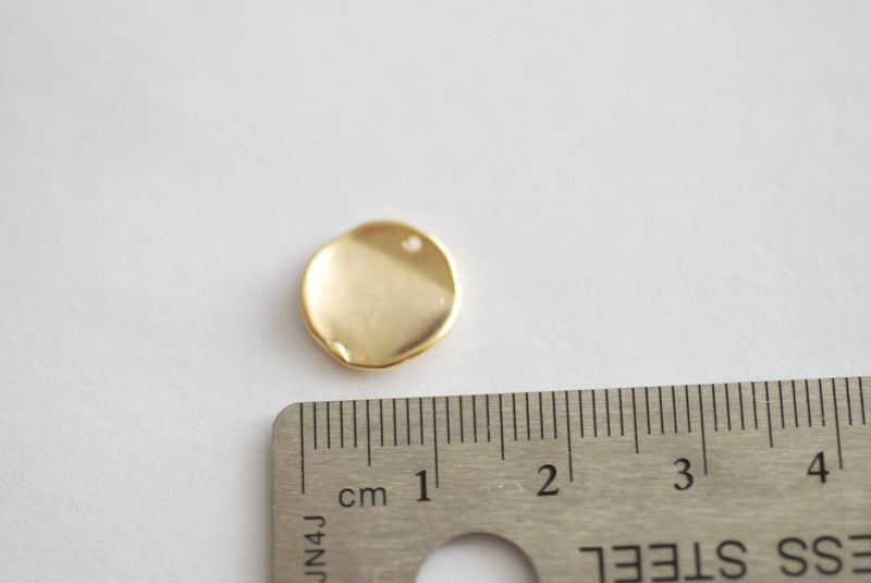 Matte Vermeil Gold Wavy Stamping Disc- 18k gold plated over sterling silver stamping disc charm, stamping disc, Round Blanks, Blank Disc - HarperCrown