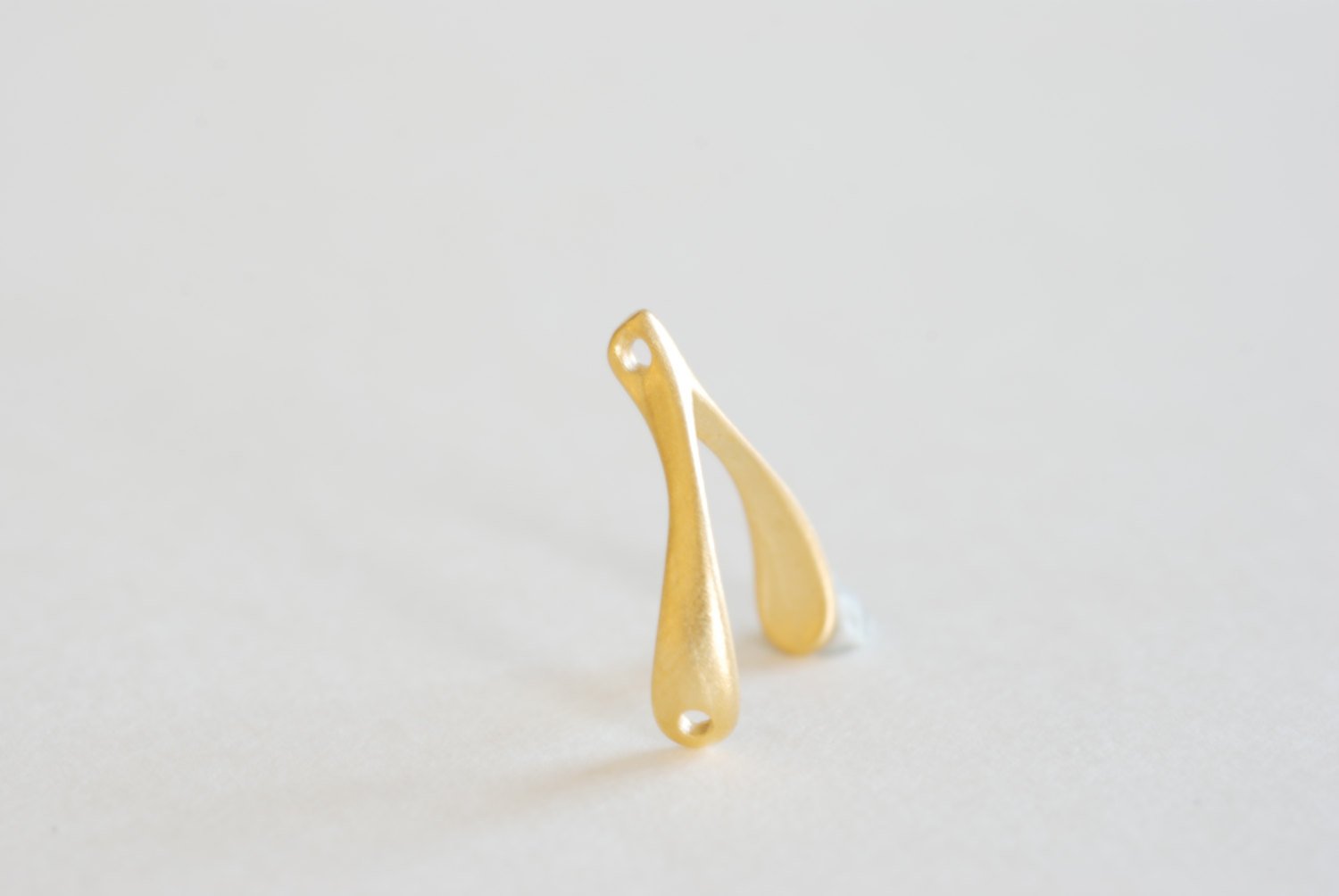 Matte Vermeil Gold Wishbone Connector Charm- 18k gold over Sterling Silver Wishbone Connector Link Spacer, 2 holes wishbone, 13 - HarperCrown