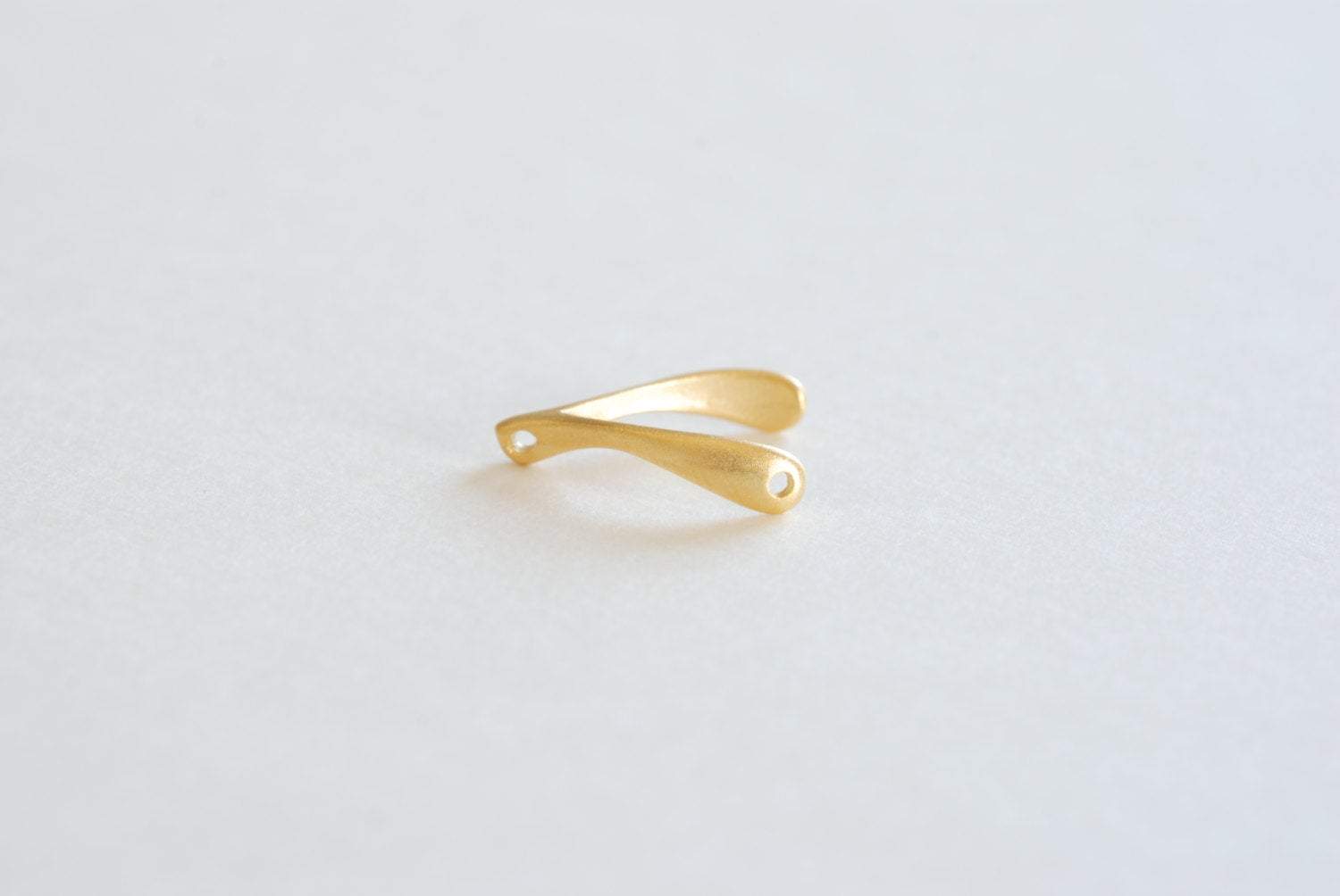 Matte Vermeil Gold Wishbone Connector Charm- 18k gold over Sterling Silver Wishbone Connector Link Spacer, 2 holes wishbone, 13 - HarperCrown