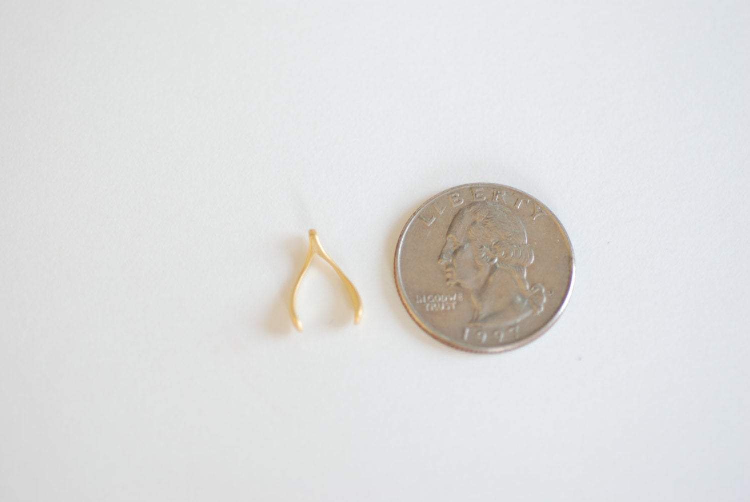 Matte Vermeil Gold Wishbone Connector Charm- 18k gold over Sterling Silver Wishbone Connector Link Spacer, 2 holes wishbone, 13 - HarperCrown