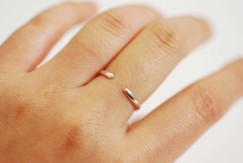 Minimalist Thin Ring Band, Adjustable Ring, Choose Sterling Silver, Gold, Rose Gold, Wedding Band Ring, Simple Everyday Ring, Open Ring, - HarperCrown