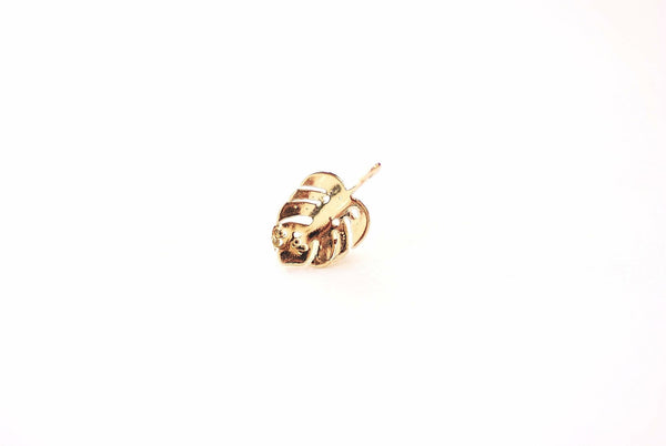 Monstera leaf Charm - Vermeil 18k gold plated over 925 Sterling silver, leaf Pendant, Foliage, swiss cheese plant, Split leaf Charm, J401 - HarperCrown