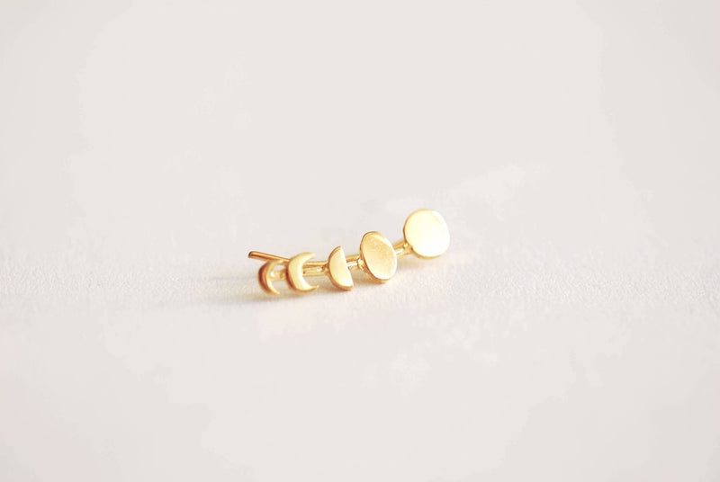 Moon Phases Earrings Ear Climbers- 925 Sterling Silver, Gold, Rose Gold, Moon Phase Ear Crawlers, silver ear climbers, Moon Earrings, Sweeps - HarperCrown