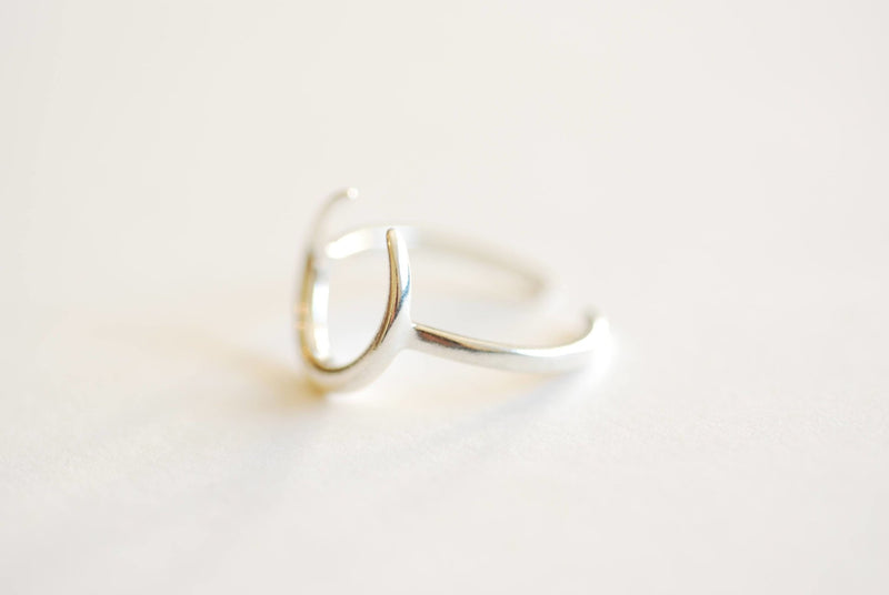 Moon Ring- 925 Sterling Silver Adjustable Ring, Minimalist moon Ring, Mako Moon Ring, Crescent Moon Ring, Stacking Ring, Double Horn Ring - HarperCrown