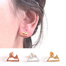 Mountain Stud Earrings- 925 Sterling Silver, Gold, Rose Gold, Ski Earrings, Hiking Earrings, Snow summit, Stud Earrings, mountain jewelry - HarperCrown