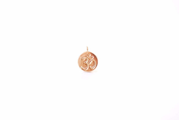Ohm Symbol Round Gold Charm - Namaste Spiritual Meditation Om Symbol Yoga Buddhist Ethnic Dangle HarperCrown Wholesale B168 - HarperCrown