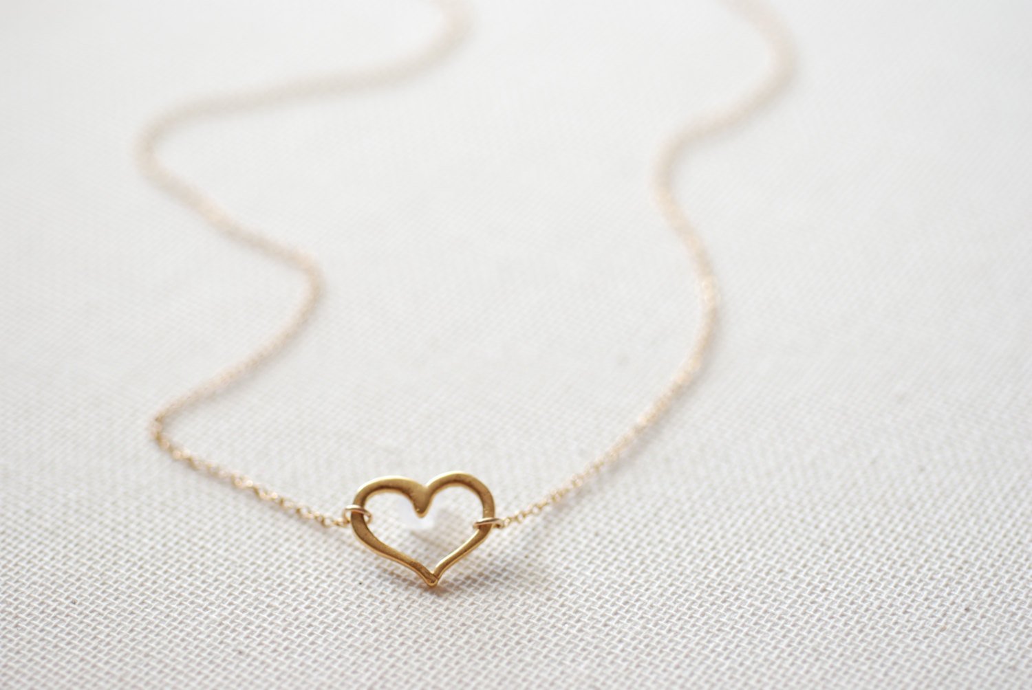 Open Heart Necklace, 24k gold Vermeil Heart,Sideways heart necklace,Horizontal Heart Necklace,Gold Heart Pendant,Dainty Heart Necklace - HarperCrown