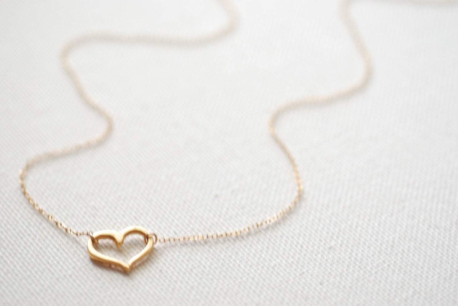 Open Heart Necklace, 24k gold Vermeil Heart,Sideways heart necklace,Horizontal Heart Necklace,Gold Heart Pendant,Dainty Heart Necklace - HarperCrown
