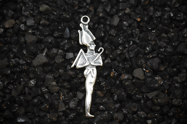 Osiris Egyptian God of the Deceased Ancient Charm | 925 Sterling Silver, Oxidized | Jewelry Making Pendant - HarperCrown